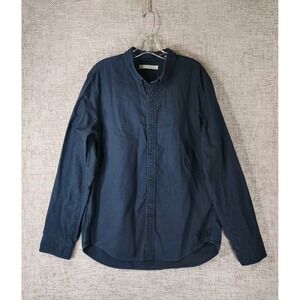Outerknown Shirt Mens Large Navy Blue Organic Cotton Long Sleeve Button Midwt